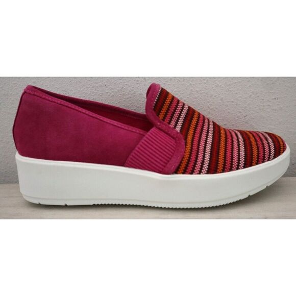 Clarks Women's Sz 11M Pink Fuchsia Interest Striped Layton Petal Slip-On Shoes - Picture 4 of 11